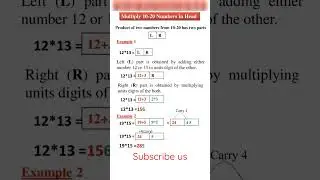 Multiplying 10-20 numbers in head| Mental Math tricks #shorts #shortsvideo #youtubeshorts #viral