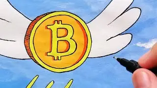 Drawing Bitcoin Logo | Cartoon Style #shorts
