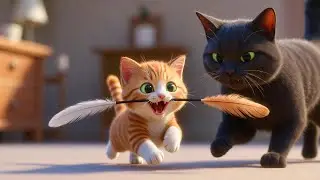 Kitten&rsquo;s Feather Wand Fun &bull; Playtime with Mama Cat&rsquo;s Help 🐱🪶