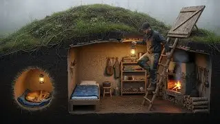 Man Creates a Warm Secret Underground Bunker Shelter in the Forest &mdash; Bushcraft, Survival