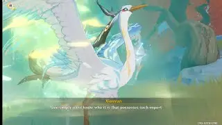 Xianyun transformed into Cloud Retainer in front of her disciples, Lumine, Paimon and Adeptus
