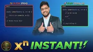 DSA Maths | Power Function Problem Explained in DSA | Brute Force vs O(log N) Recursive Approach