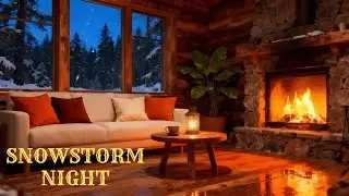 Fall Asleep Fast ❄️ Soft Piano | Fireplace Crackling, Snowstorm & Cozy Cabin (12 Hours)