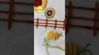 Hand Embroidery: 3D pumpkin.Amazing Embroidery Stitches For Beginners /Guide to Sewing. #shorts