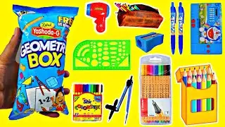 Geometry Box Snacks 🥰 I took out the study material ! I got it today, so many expensive gifts cam...