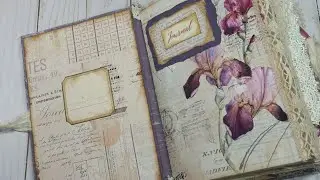 (SOLD) Hardcover Iris Journal Flip Through; Junk Journal Ideas