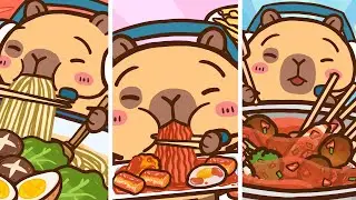 Ramen, tempura, spicy fried rice cake, Chuanchuanxiang / My Capybara TV / Capy Mukbang Animation