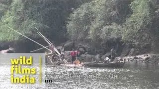 Illegal sand mining in process on river beds in Kerala