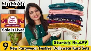 Огромный выбор комплектов курти/курта Amazon из 9 предметов | Новый хлопок, праздничная одежда, п...