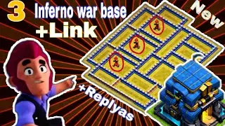 New 3 Inferno war base | New cwl base 2019 | Th12 new war base layout | anti 1star war base +link