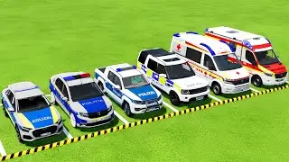 TRANSPORTING ALL POLICE CARS & AMBULANCE EMERGENCY VEHICLES WITH MAN TRUCKS ! Farming Simulator 25
