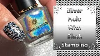 Silver Holo with Black Stamping || Creative Shop || Super Simple & Easy Nail Art