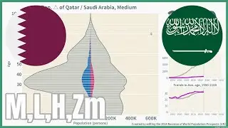 [🇶🇦Qatar vs 🇸🇦Saudi Arabia] Comparison of Population Pyramids (1950-2100), 4 scenarios, #wpp2024
