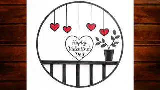 Easy circle Valentine's day drawing/Easy drawing ideas for beginners/How to draw pencil drawing