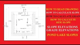 How to Read Drawing. Calculate SLOPE & GRADE IN POND -LAKE AREA. Elevations Slopes Grades