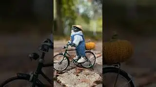 Pumpkin Pals on a Woodland Ride 🎃🚲 #ai #aiart #crochet #animation
