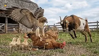When a Goat Calls for Help to Save a Mother Hen from a Hawk &ndash; Injured Hen Rescue