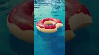 inflatable pool ring floating in a pool