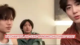 EXO Kai, Chanyeol and Suho Chill vibes today 💙💙