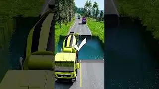 Mixer trucks crossing water pit #13 | #beamngdrive #carsvsmassivepotholespart2  #constructionvehicle