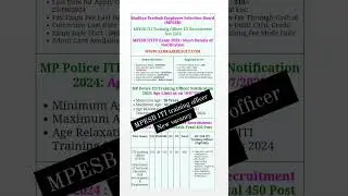 MP ITI Training Officer Recruitment 2024| Full Notification Out MP ITI Training Officer Vacancy 2024