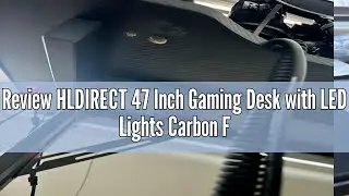 Review HLDIRECT 47 Inch Gaming Desk with LED Lights Carbon Fibre Surface Gaming Table Large Computer