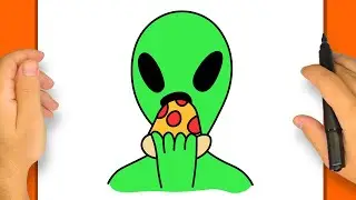 How to Draw an E.T Eating Pizza | Step by Step Simple and Easy