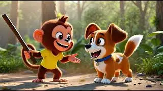Bandar Bunty aur Tinku Dog  Funny 3D Cartoon Story  Kids Jungle Adventure
