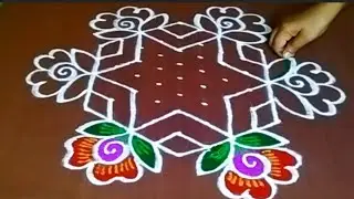 9*5 beautiful flowers design rangoli 🌷 festival rangoli 🌷 colourful rangoli 🌷@jeevanarangoli505