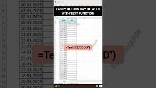 Return day of week with text function in excel  #focusinguide #exceltips #tutorial  #short