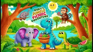 Title: Boky's Jungle Picnic Adventure 🌳🦕 | #Kids #Cartoon #Animals #FunnyAdventure #DinosaurFun