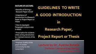 How to Write Introduction of a Research Paper, Project Report or Thesis