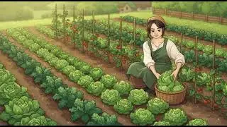 Harvesting Vegetables & Cooking Fresh Eggs| A Cozy Ghibli-Style Village Morning