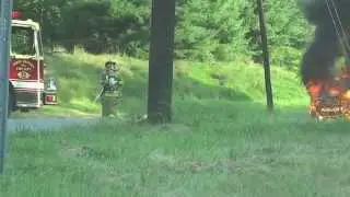 THREE BRIDGES NEW JERSEY FULLY INVOLVED CAR FIRE 8/16/15 HUNTERDON COUNTY