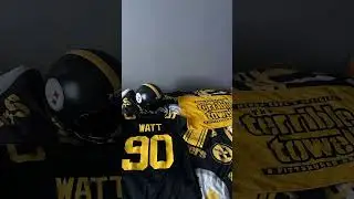 Decked out Steeler gear watt jersey first day of school