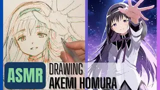 Homura Akemi Drawing: 3‑Color Pen ASMR Sketch & Digital Finish | 暁美ほむら：3色ペンASMR下書き＋デジタル仕上げ