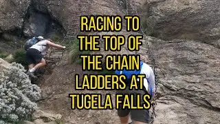 Racing up the chain ladder at Tugela Falls