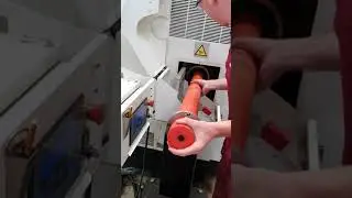 Polyurethane spindle liner being fitted to a lathe