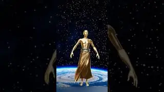 Golden Dancer in Space 💫🕺 A Statue&rsquo;s Magical Galaxy Groove