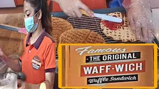 How To Make WAFFLE SANDWICH? |EASY TO MAKE WAFFLE |SM MALL ANGONO RIZAL