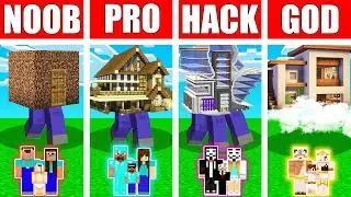 Minecraft Battle :  HOUSE ON FOOT BUILD CHALLENGE - NOOB vs PRO vs HACKER vs GOD Minecraft