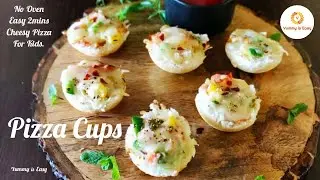 Pizza Cups Recipe | No Oven 2 mins snacks | How to make Mini Bread Cheesy Pizza in appe pan at home