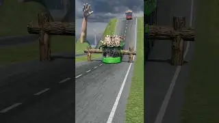 Mixed Colour Capsule Buses vs Logs Trap - BeamNG. drive #beamngdrive #shorts