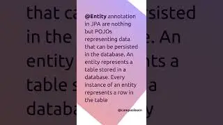 @Entity - Annotation | JPA Annotation #springboot #database #tutorial #java  #springboottutorial