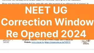 NEET UG Correction Window Re Opened #neetcorrectionwindow