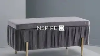 Lisbeth Grey Pleated Velvet Lift-Top Storage Bench by iNSPIRE Q Bold