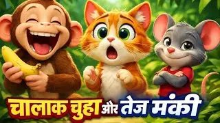 🐭 Chalaak Chuha aur Tez Monkey IFunny Kids Story Kids Moral Story I Monkey Cat Kids Story #KidsStory