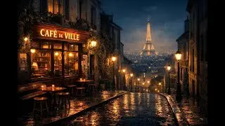 Lofi Chillhop Music: Rainy Paris Coffee Shop at Dusk 🌧️ For Study, Sleep, or Relaxation | 4K