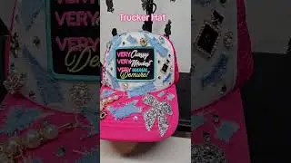 My first go at making a bling trucker hat or junk hat! Love the way it turned out! #hats #truckerhat