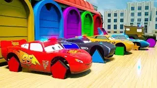 Shaped Mcqueen Cars Put Different Wheels. Mack Truck Learn Figure with Shapes